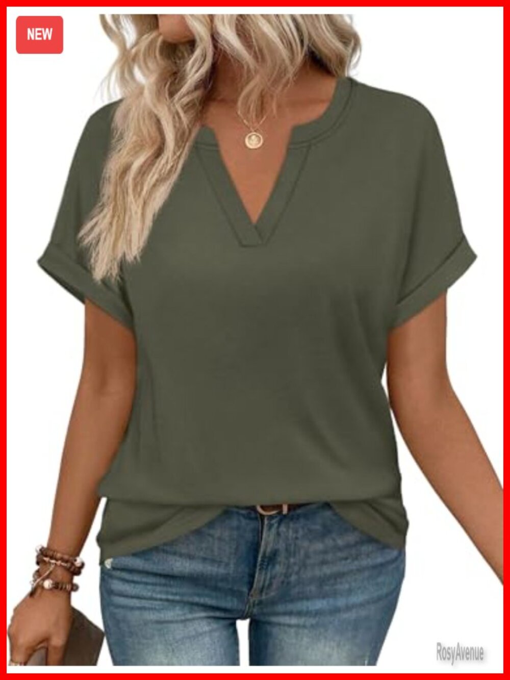 Womens Blouse V-Neck Short Sleeve Tunic Top Casual Loose Fit